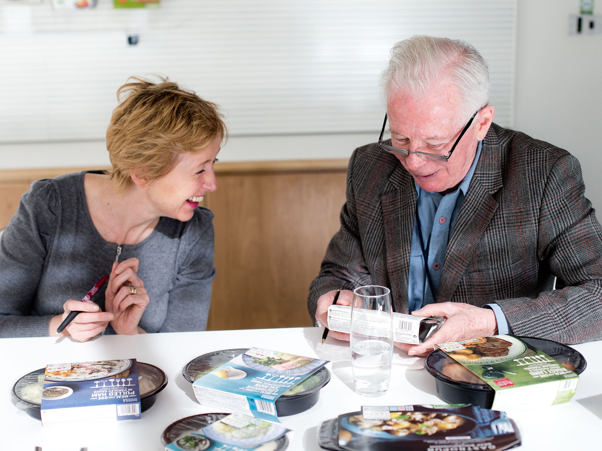 Taste test: Rosie Millard and her father John examine the M&S meals