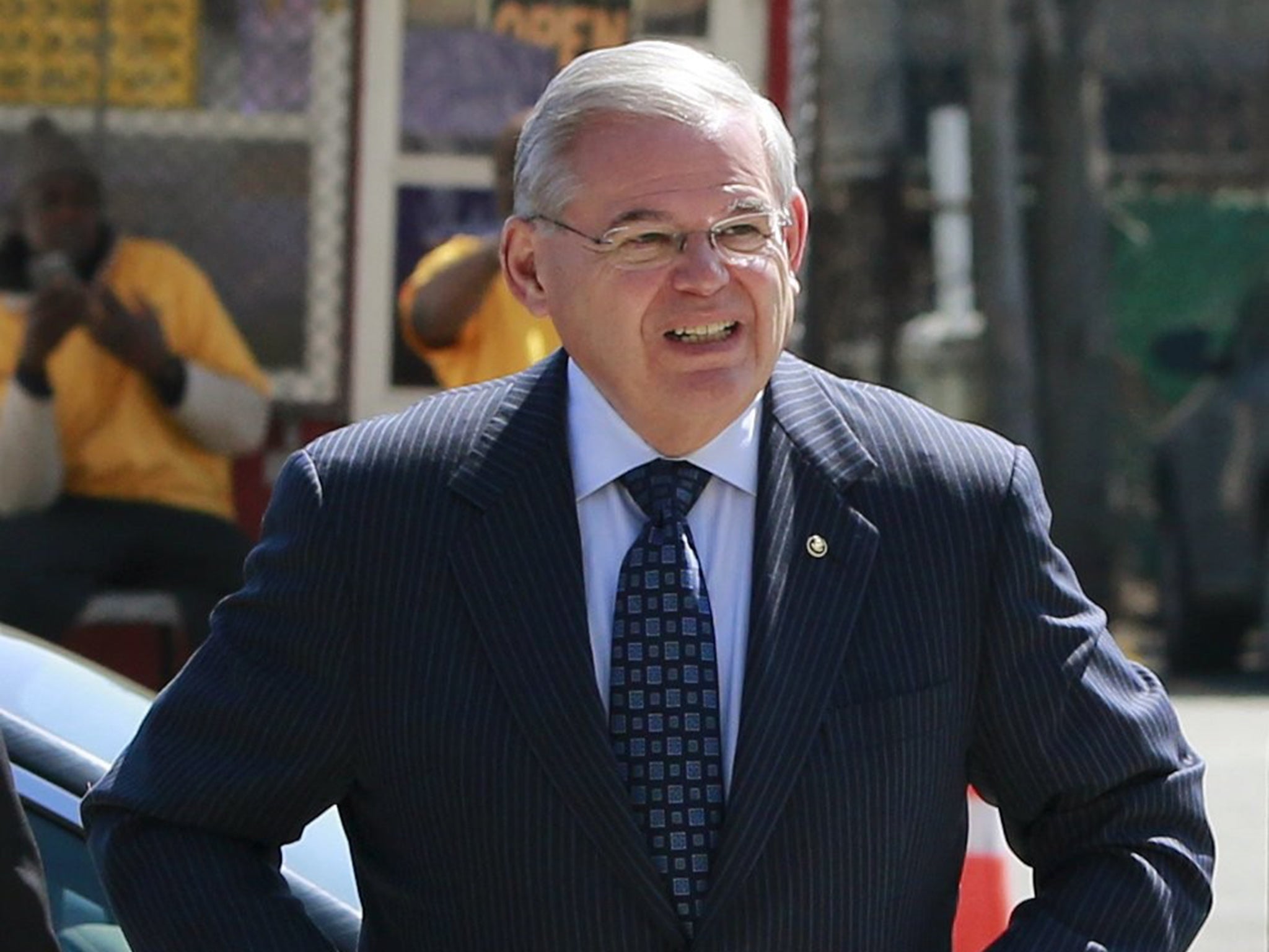 US Senator Robert Menendez arrives at the federal courthouse in Newark, New Jersey