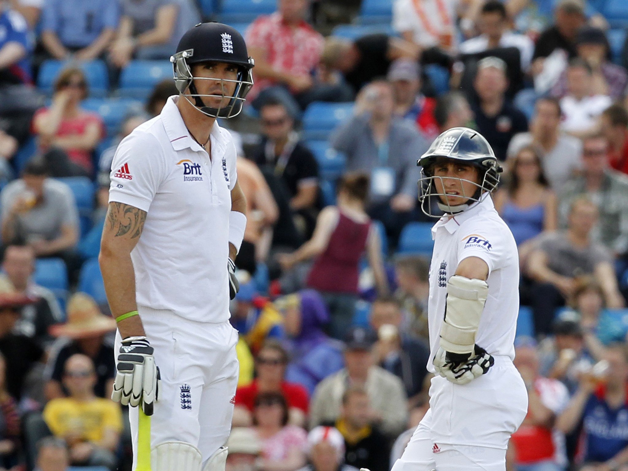 Kevin Pietersen (left) yet again managed to dominate an England press conference