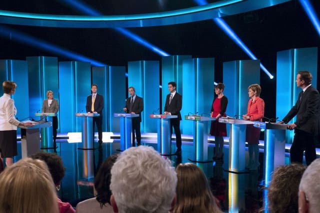 The seven leaders of Britain's main political parties take part in the general election live debate