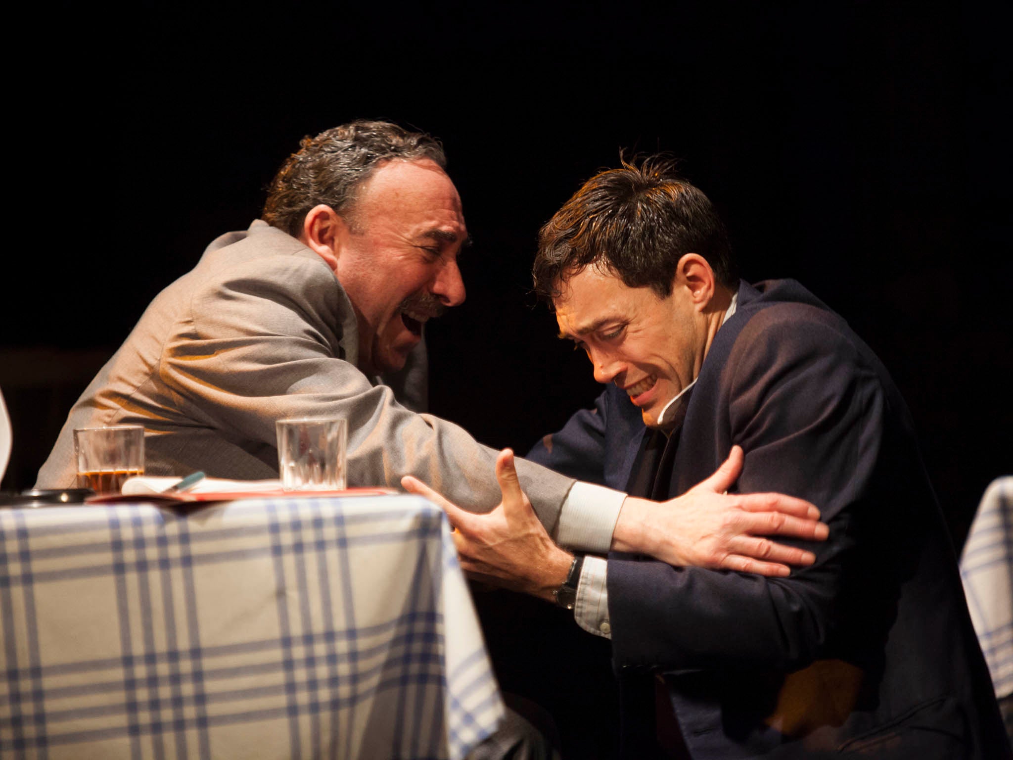 Antony Sher and Alex Hassell as Willy Loman and Biff in Death of a Salesman