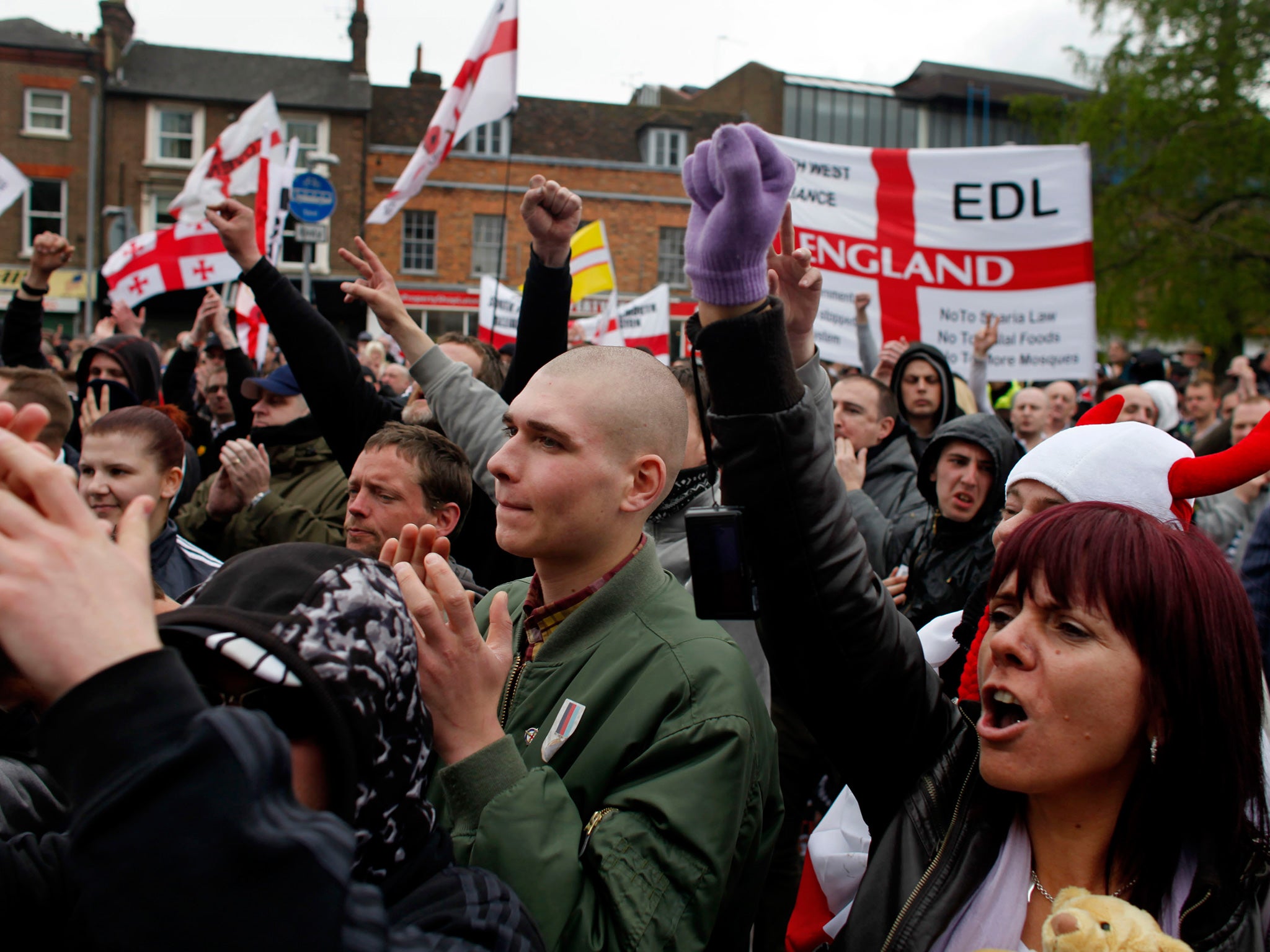 Members of the EDL protest in 2012
