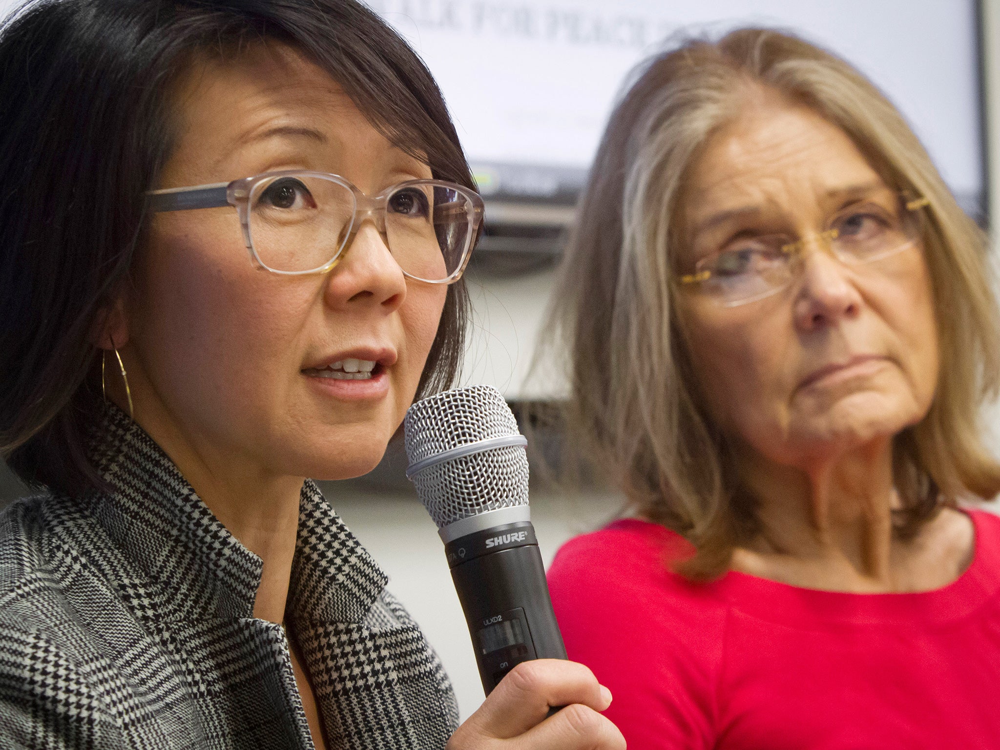 Christine Ahn and fellow activist Gloria Steinem