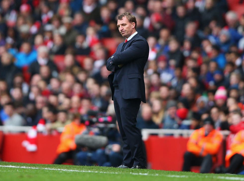 Brendan Rodgers reacts during Liverpool's defeat to Arsenal