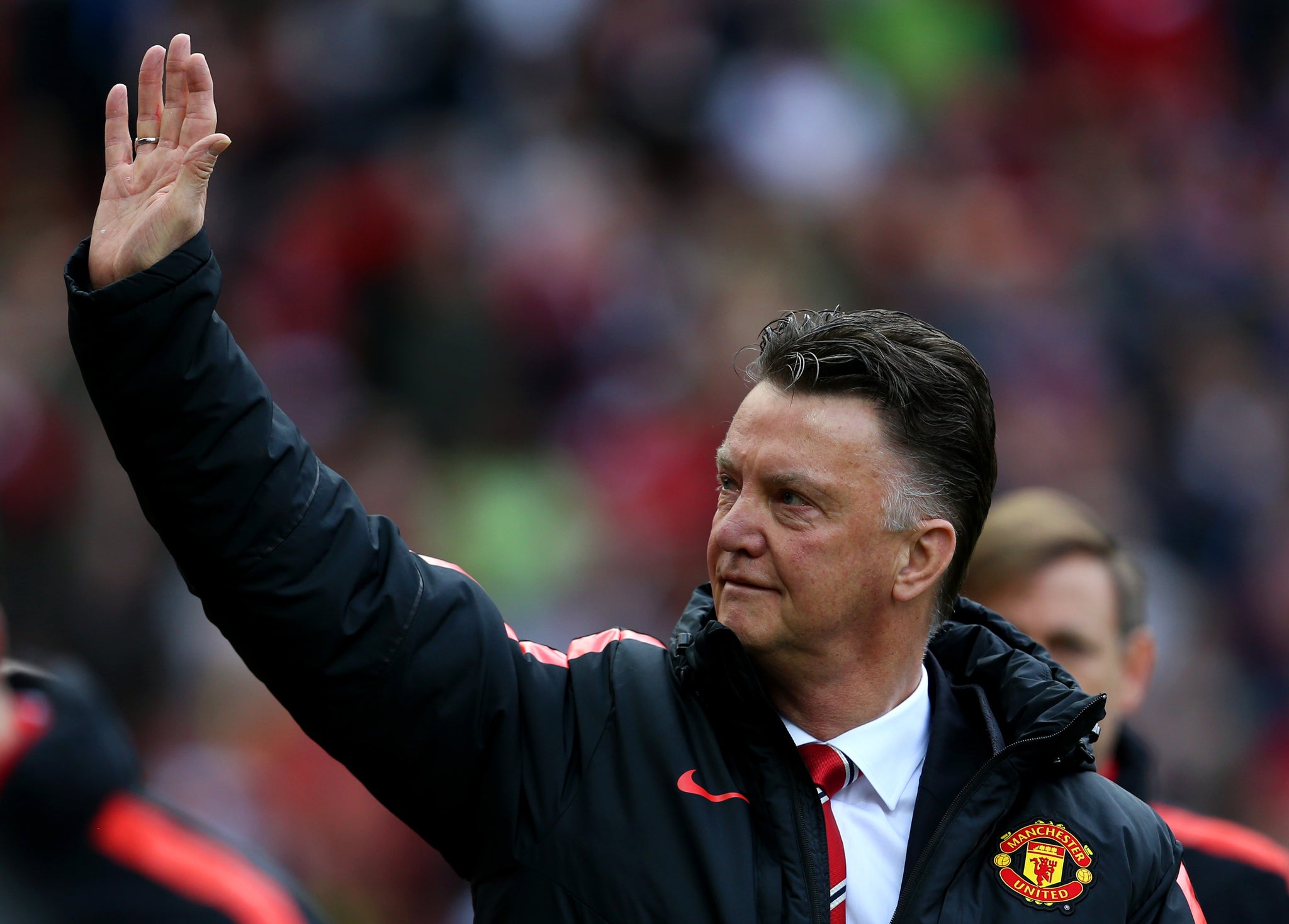 Manchester United manager Louis van Gaal looks on from the sideline
