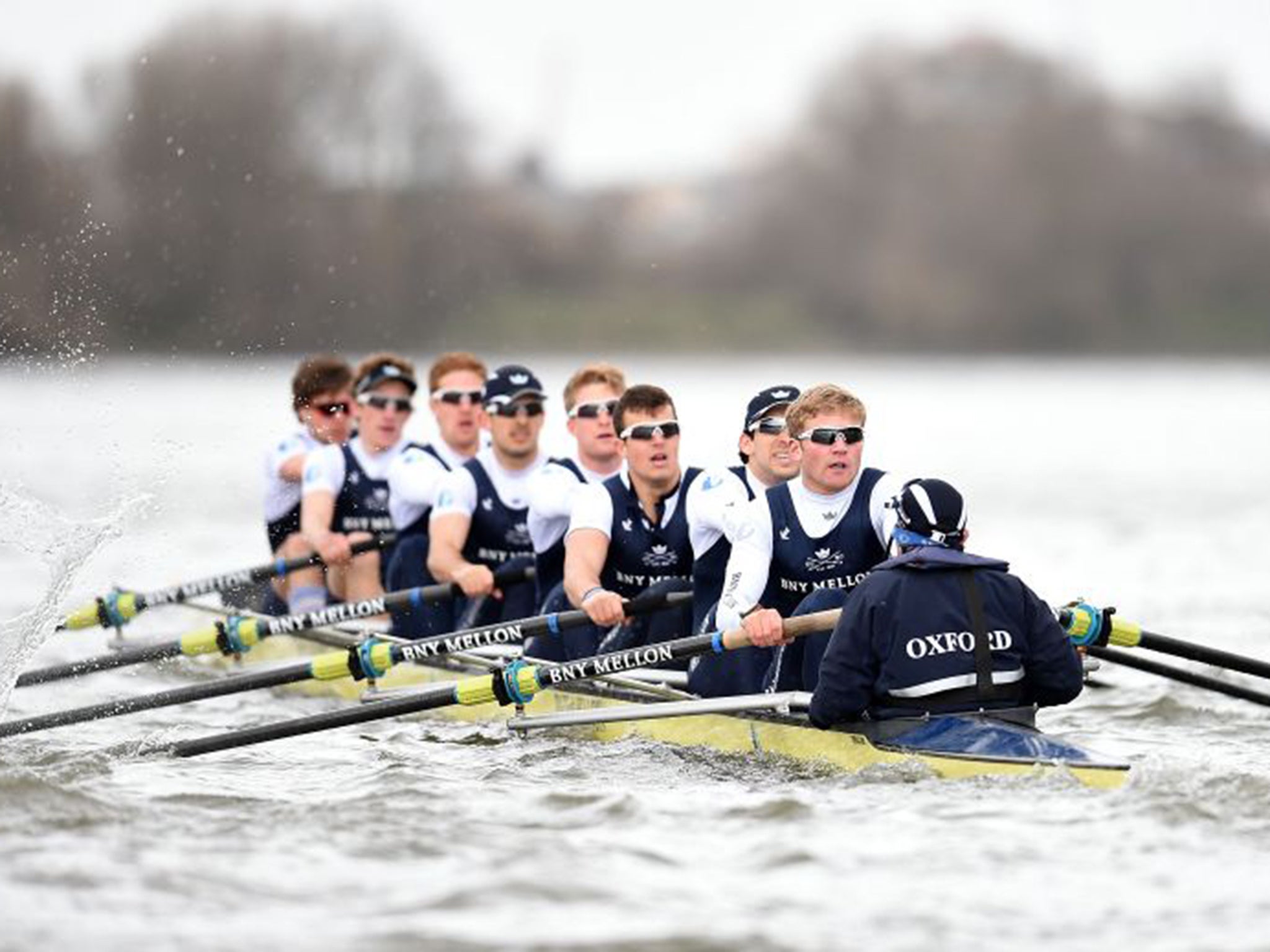 The Oxford crew training on the Thames for next Saturday’s annual showdown