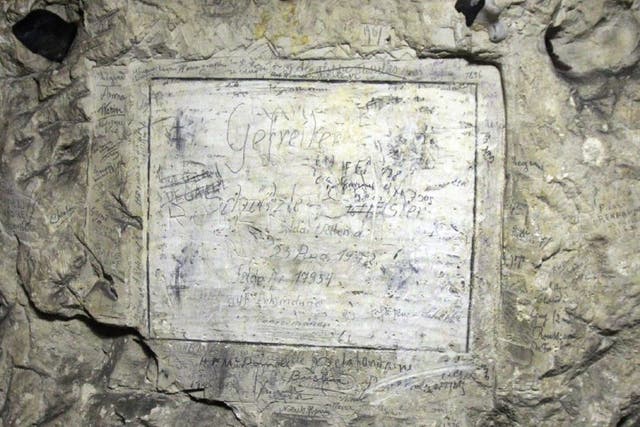 Soldiers scribbled their names on the quarry walls during the First World War