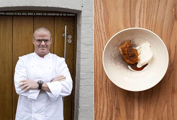 Heston Blumenthal outside The Fat Duck, Britain's highest rated restaurant at number 5 in the top 100, according to Elite Traveler.