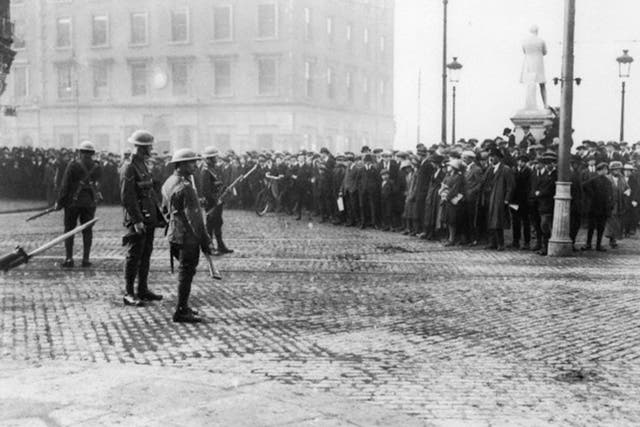 Military raid on the Regal Hotel in Dublin, during the Irish War of Independance.