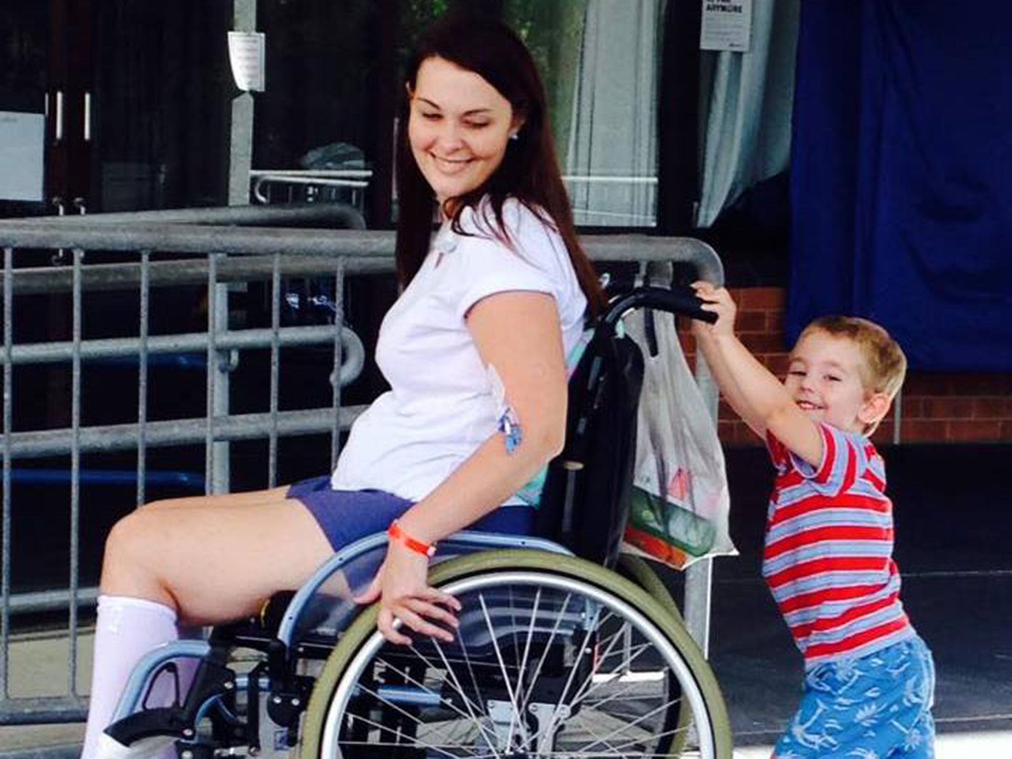 Jo Gilchrist must use a wheelchair after a staph infection attacked her spine.