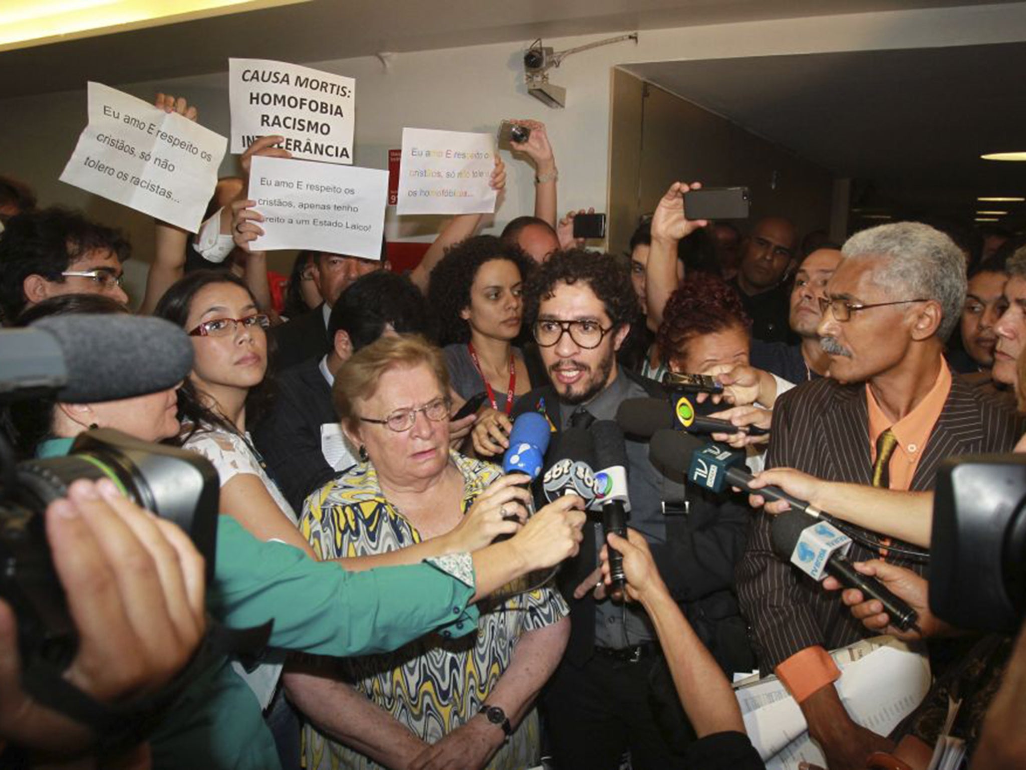 Jean Wyllys, centre, says the campaign to legalise abortion is an issue for all Brazilians 