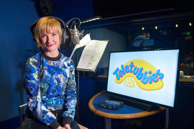 Jane Horrocks recording ‘Teletubbies’. The show is returning with the addition of a ‘tubby phone’ 