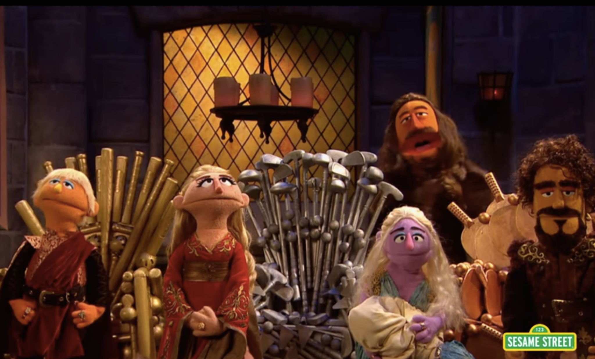 Joffrey Lannister, Cersei Lannister, Daenerys Targaryen and Robb Stark feature in Sesame Street's Game of Thrones parody