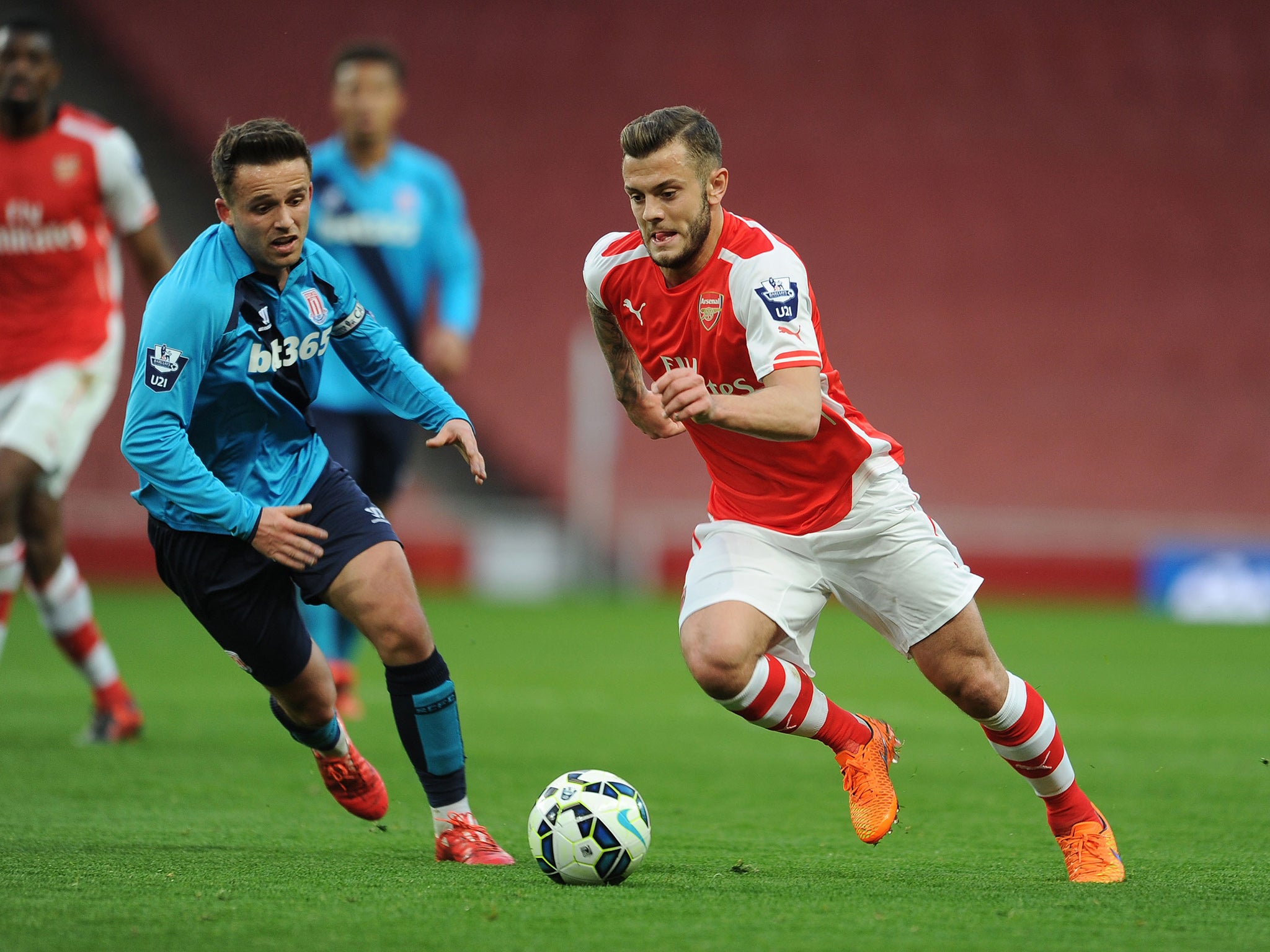 Jack Wilshere in action for the Arsenal Under-21s on Tuesday night