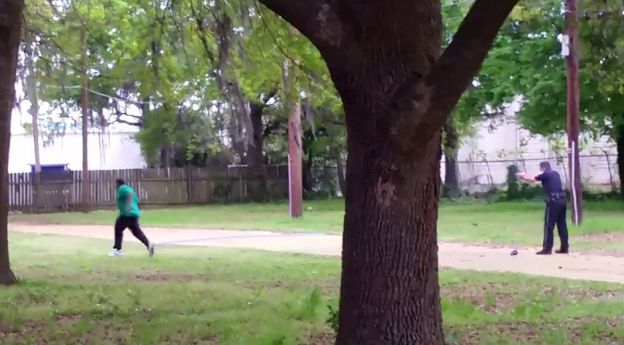 A still from the video appears to show Michael Slager shooting Walter Scott as he runs away