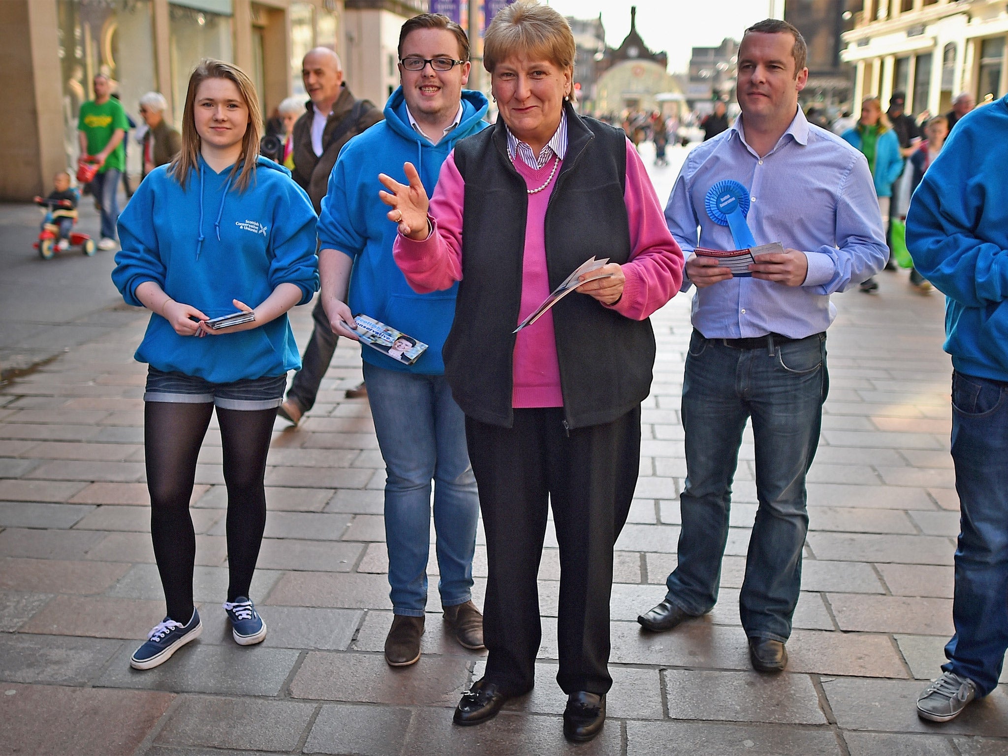 Annabel Goldie campaigning in Buchanan Street in Glasgow on Wednesday