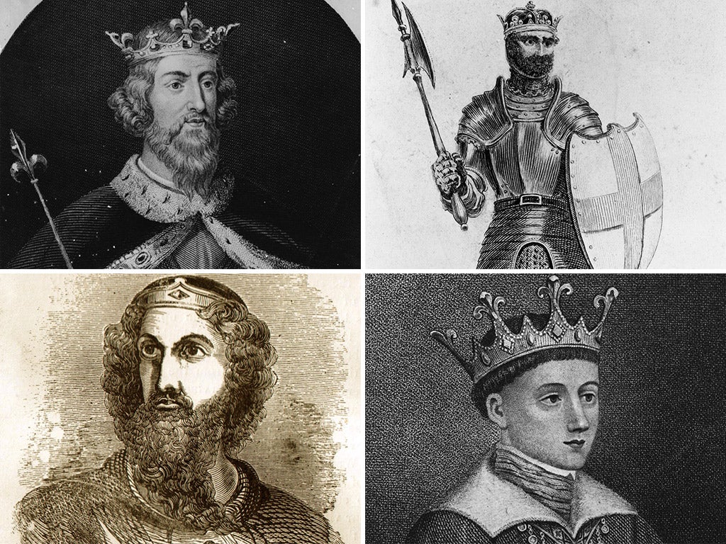 Royal flush: (clockwise from top left) Alfred the Great, Richard I, Henry V, Edward I