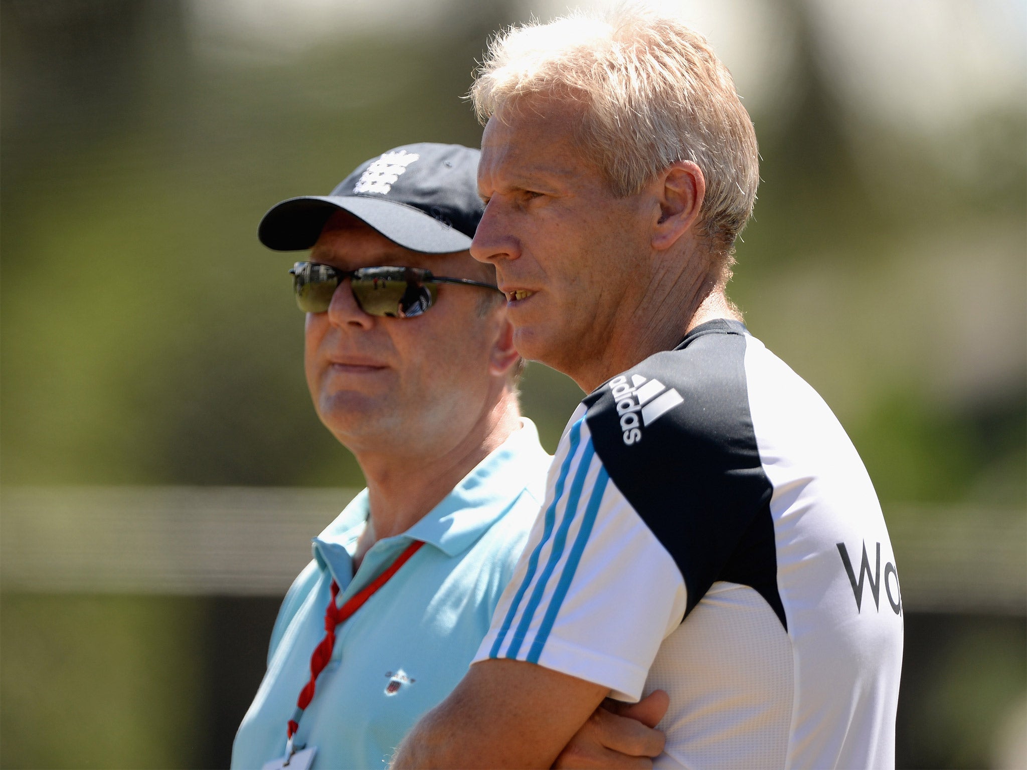 Paul Downton with Peter Moores (right) in Sri Lanka last year