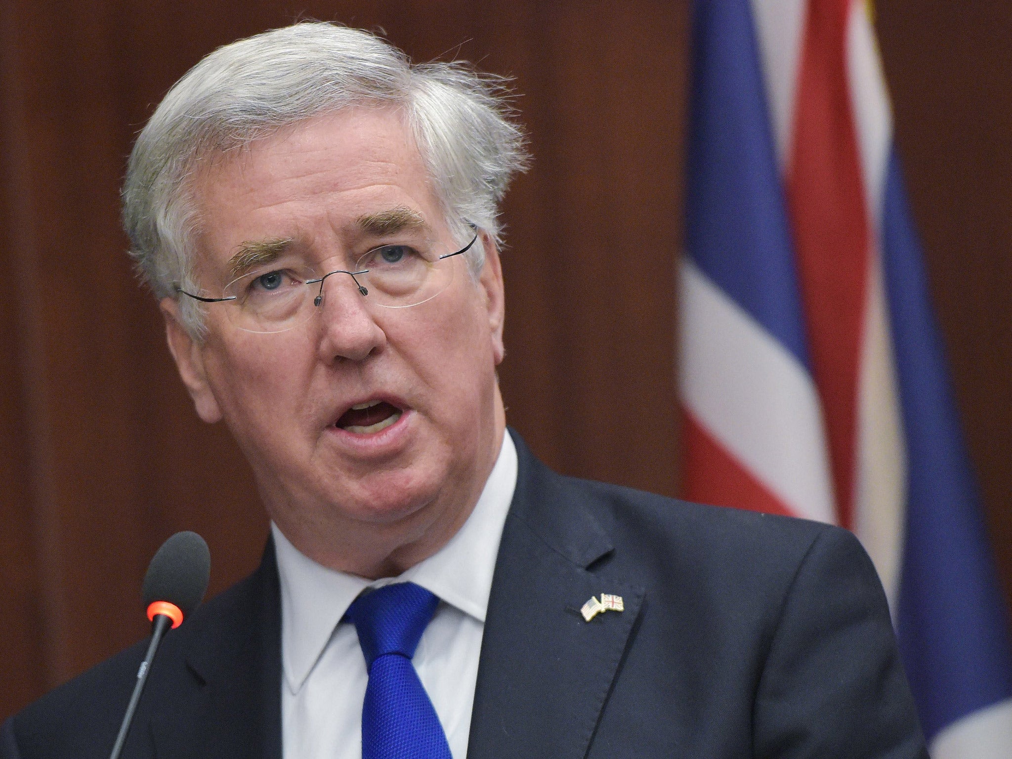 Michael Fallon, the Defence Secretary, attended the dinner (File photo)