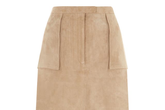 Sand-coloured, panelled skirt from Jaeger, £350
