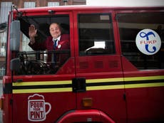 Al Murray uses fire engine to launch FUKP election campaign