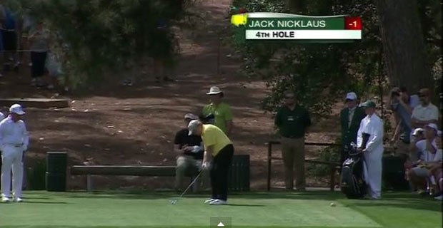 Nicklaus lines up his tee-shot on the fourth
