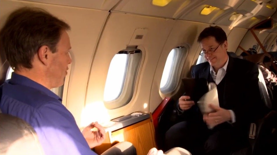 Nick Clegg with the ITV's political editor Tom Bradby (ITV)