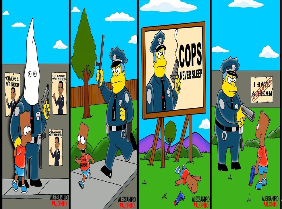 The Simpsons turn black for artist's hard-hitting response ...