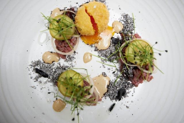 Jamie Clinton's steak tartare with charcoal
