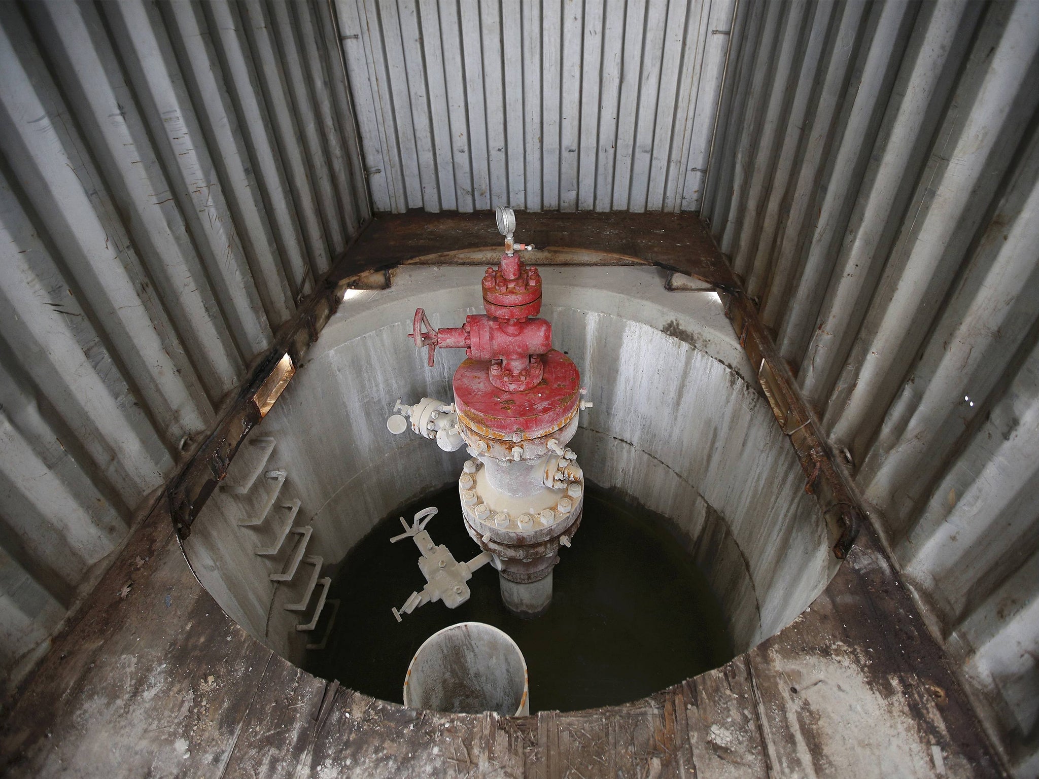 An exploratory well-head at Horse Hill at a site in Surrey