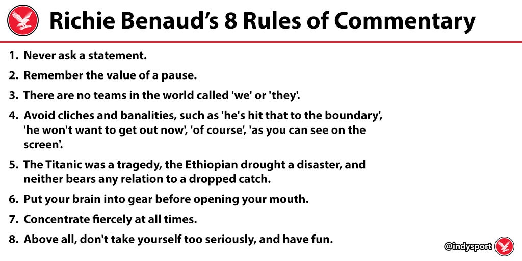 Richie Benaud's 8 Rules of Commentary