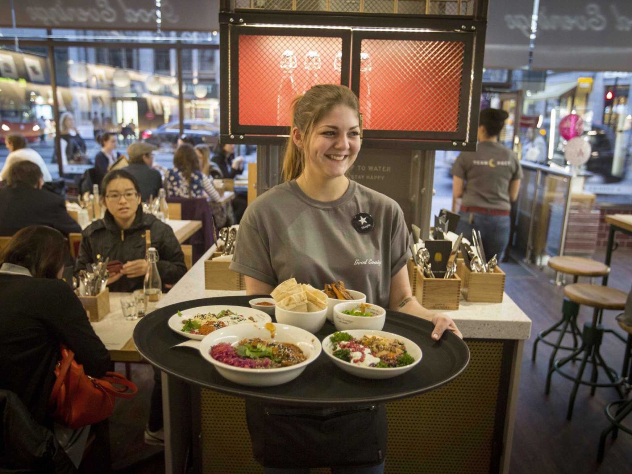 Waiter service for diners begins at 6pm with Pret A Manger’s new ‘Good Evenings’ menu, at its Strand branch in London