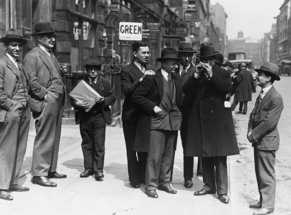 May 1929: Jewellers examining precious stones in London’s Hatton Garden