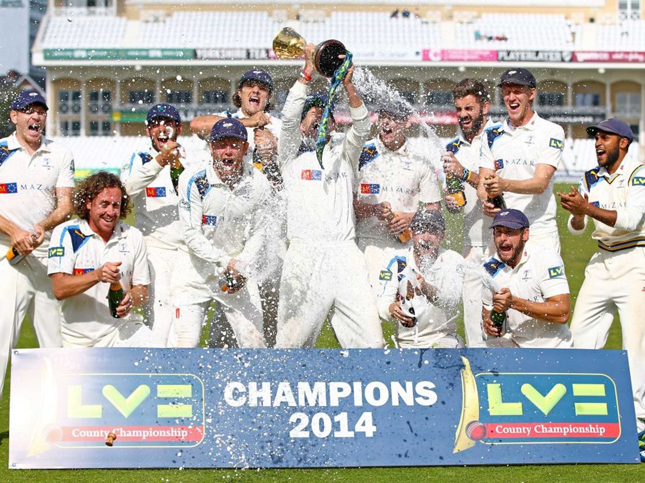 Yorkshire celebrate winning last year’s County Championship First Division title