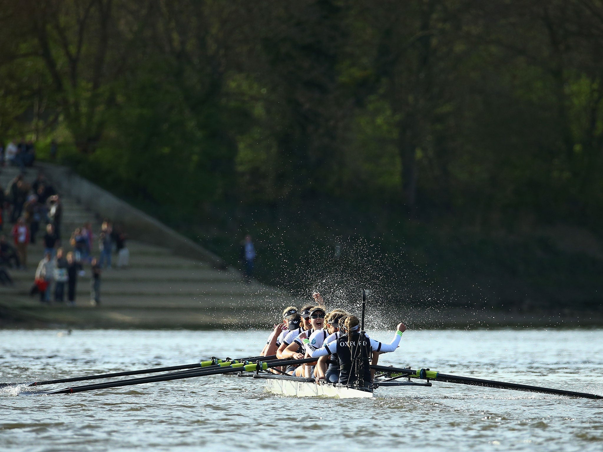 Oxford Women celebrate their crushing victory over Cambridge