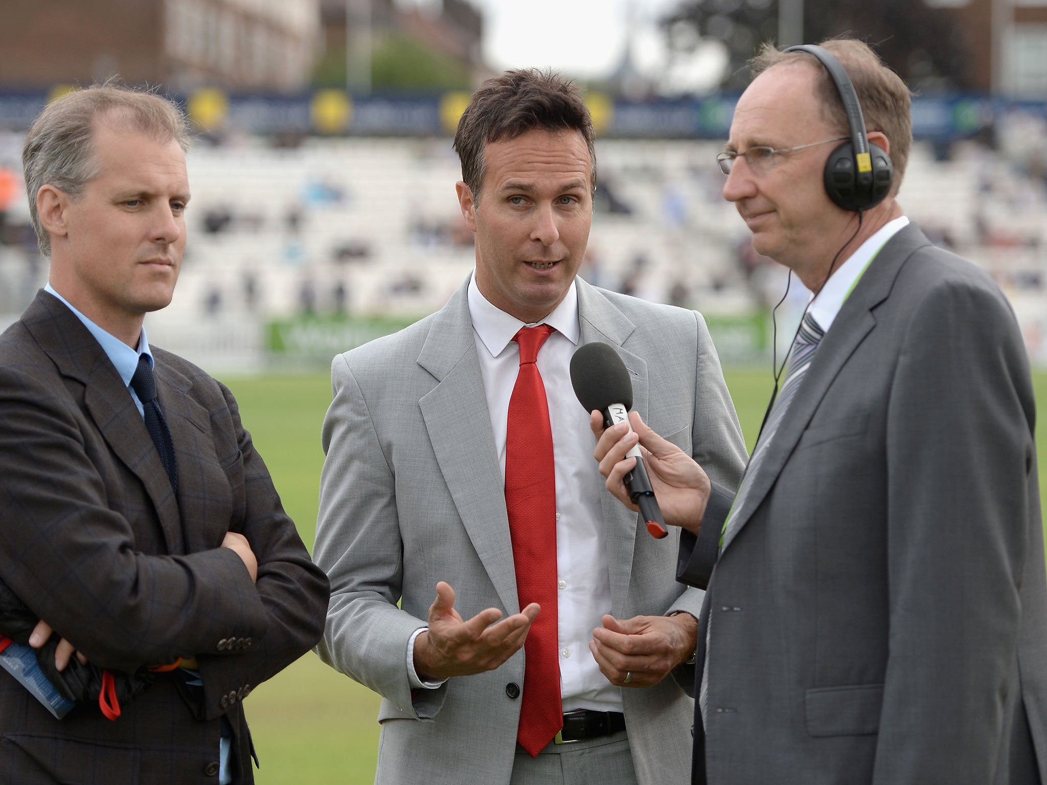 Michael Vaughan (centre) is part of the BBC Test Match Special team