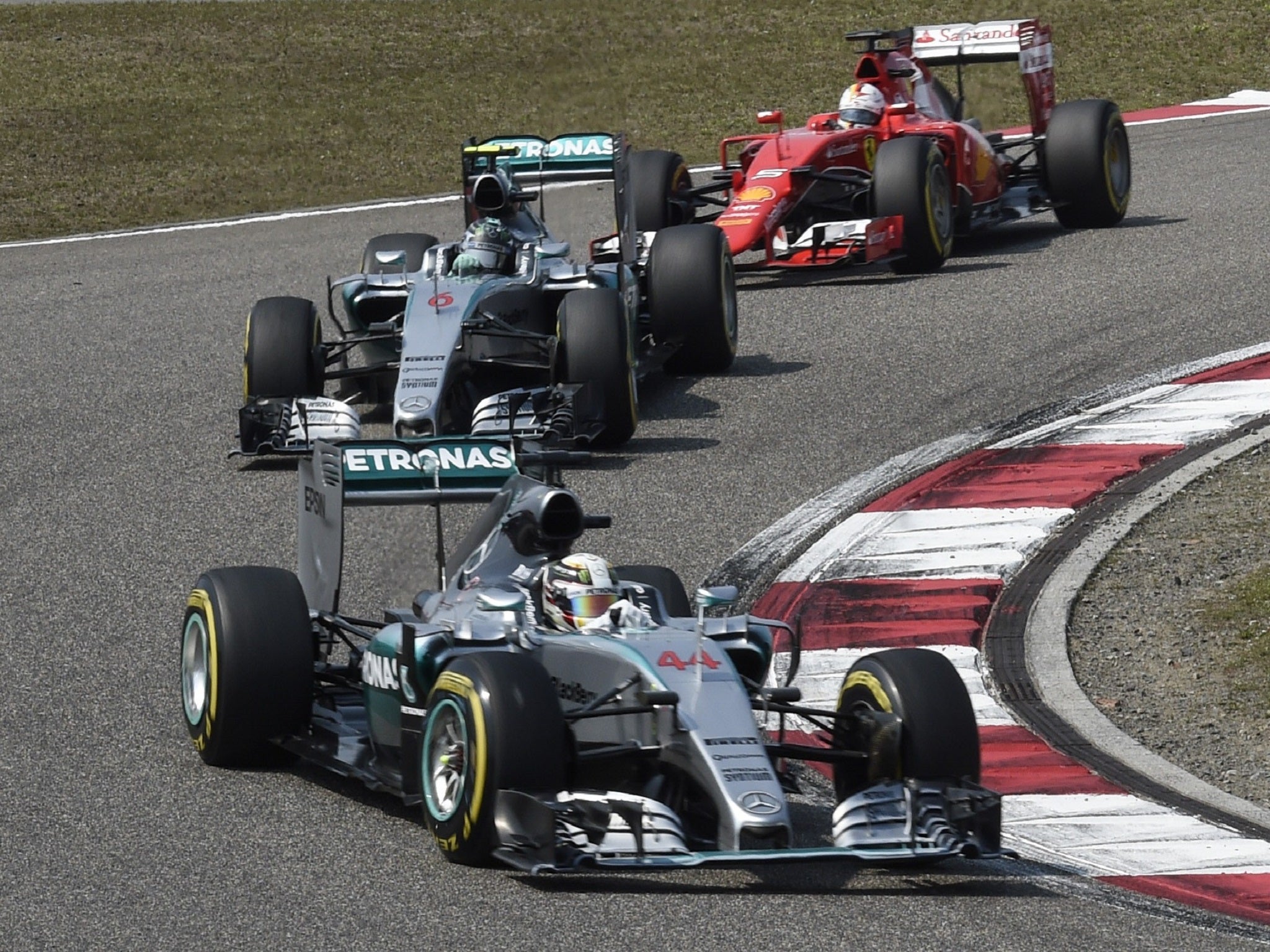 Hamilton leads Rosberg and Vettel