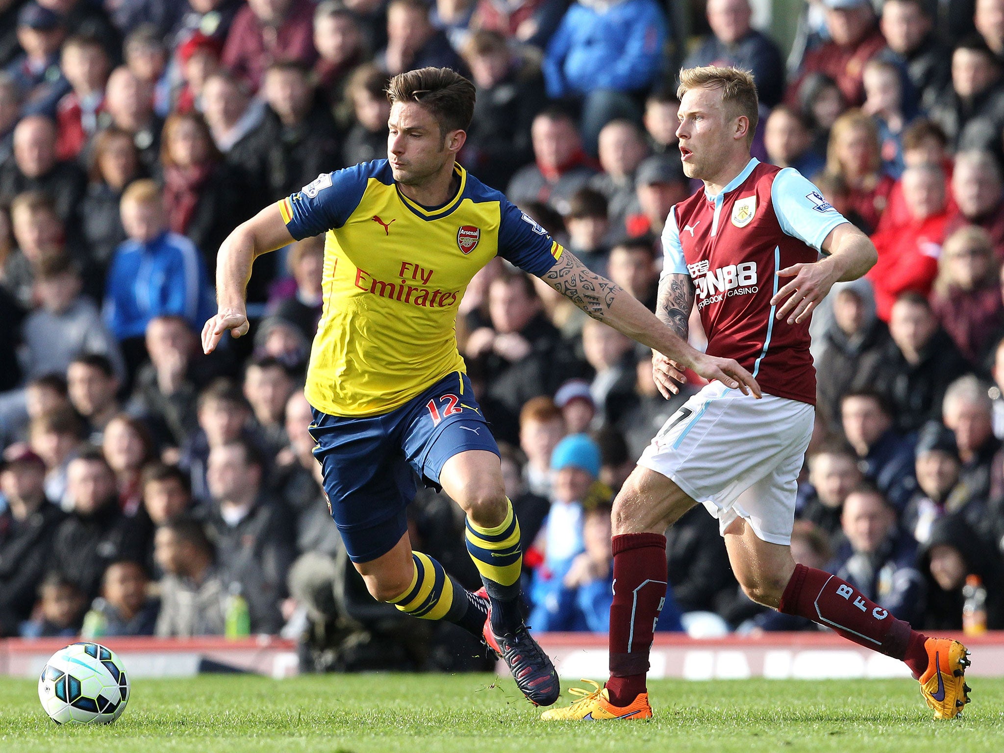 Olivier Giroud in action for Arsenal against Burnley on Saturday