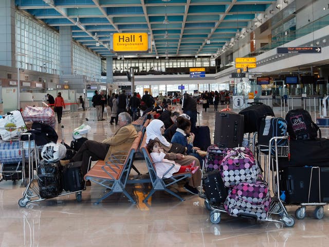 <p>Travellers at Marseille Airport</p>