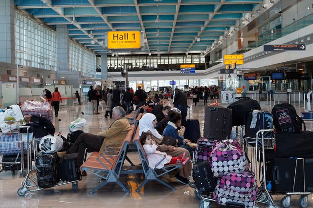 <p>Travellers at Marseille Airport</p>