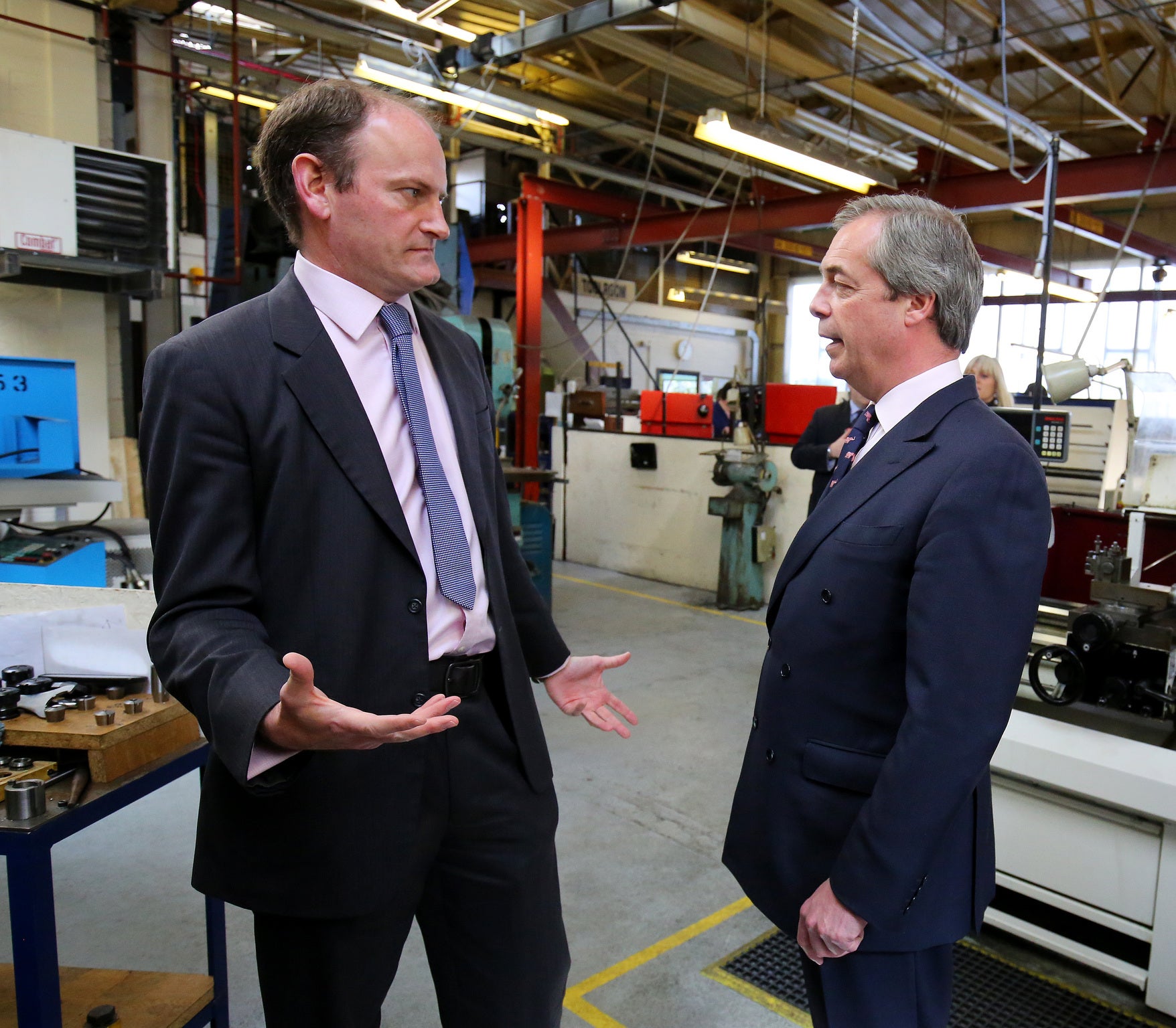 Nigel Farage and Douglas Carswell announced Ukip's constitutional reform policies together in Clacton today (PA)