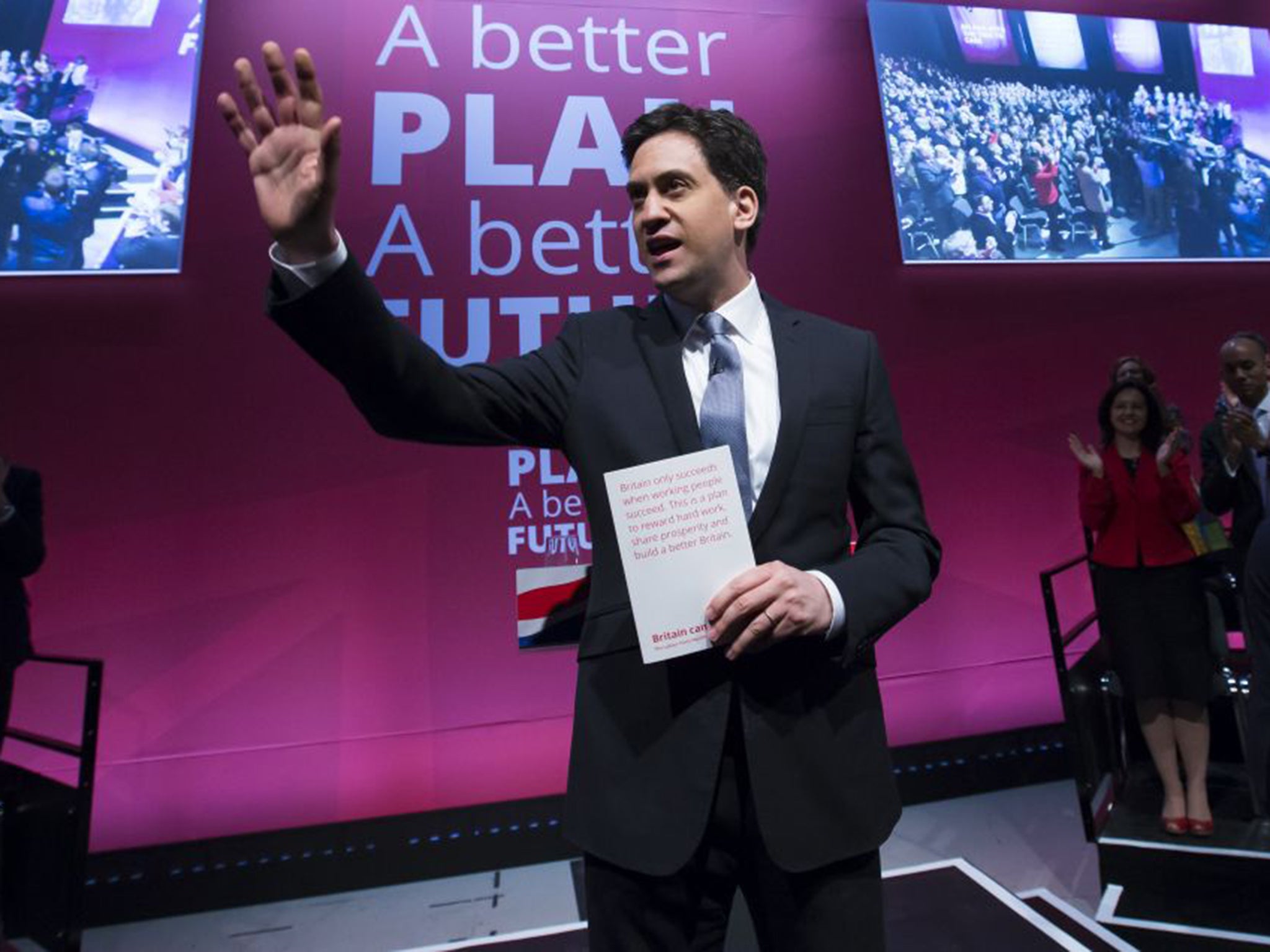Ed Miliband at the launch of the Labour manifesto in Manchester on Monday