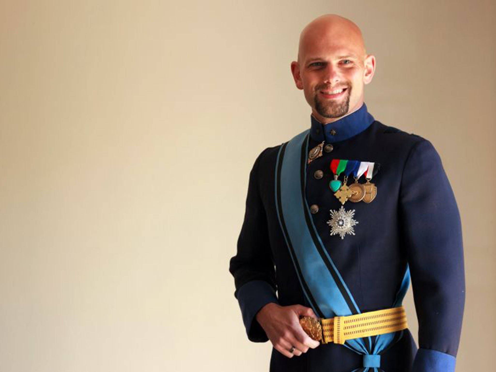 His Royal Highness the Grand Duke of Westarctica, aka Travis McHenry, posing in his uniform