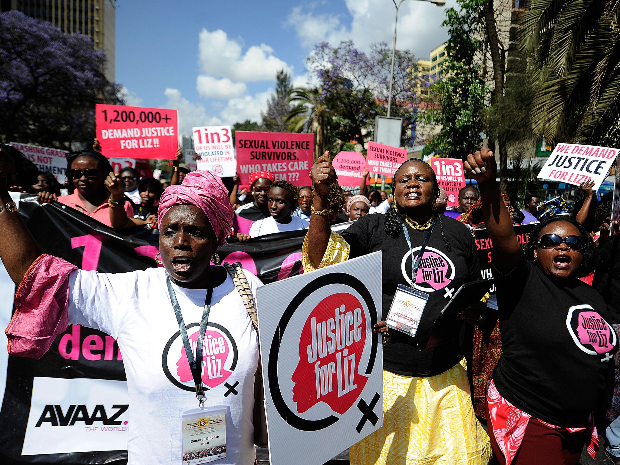 Kenyan protesters march towards the police headquarters on 31 October 2013. (Photo: SIMON MAINA/AFP/Getty Images)