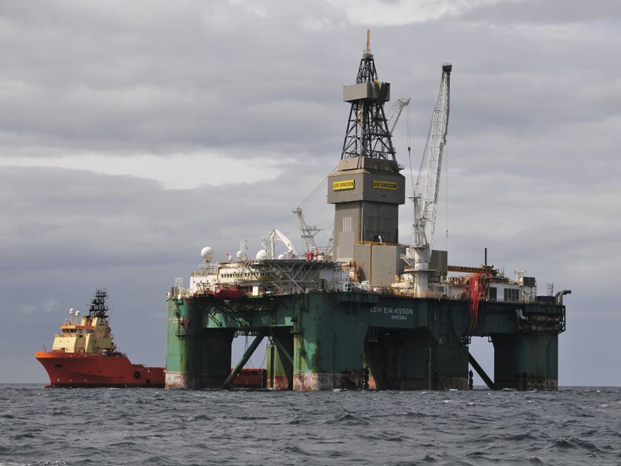 A semi-submersible rig in the Darwin East prospect, part of the South Falkland basin