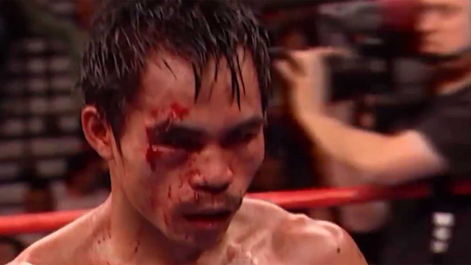 The video shows various clips of Pacquiao's fights.