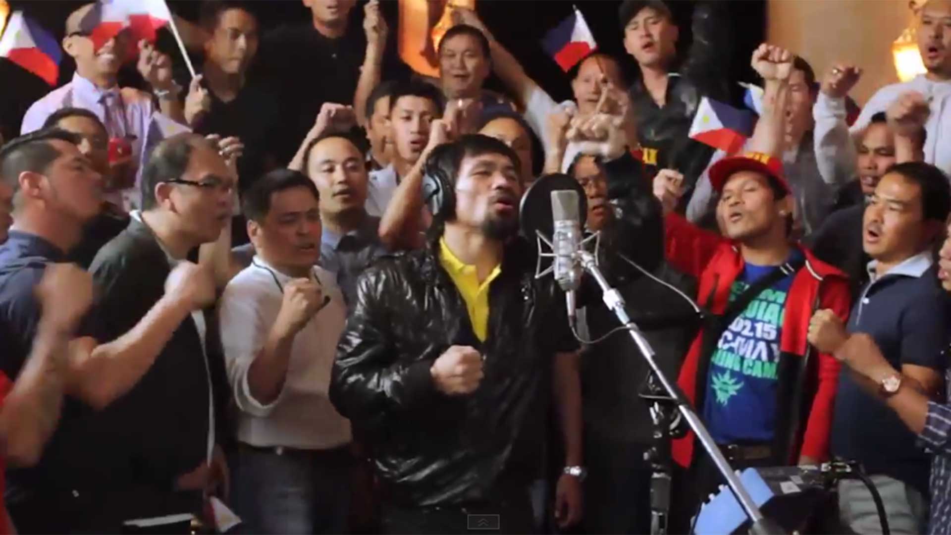 Pacquiao is joined by many of his fans in the video.