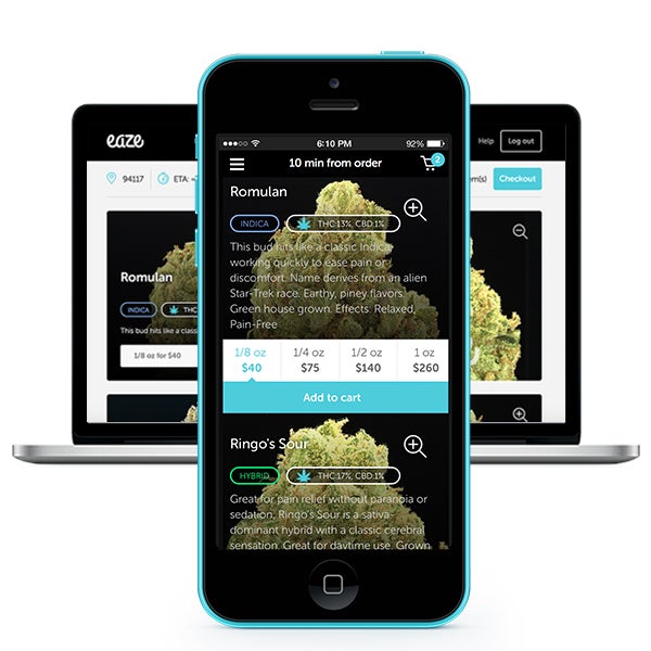 Eaze is a San Francisco-based start-up that can deliver medicinal marijuana in 15 minutes to patients in states where it is legal