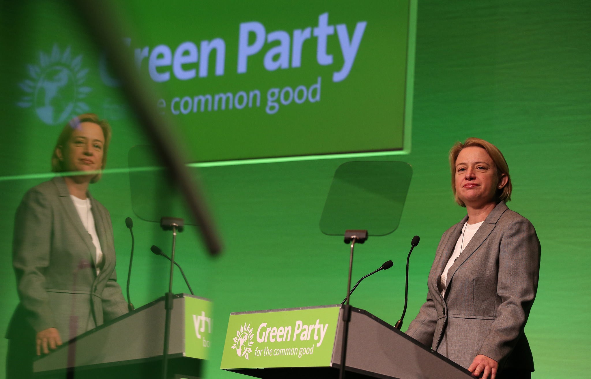 Natalie Bennett unveils the Green party's manifesto (PA)