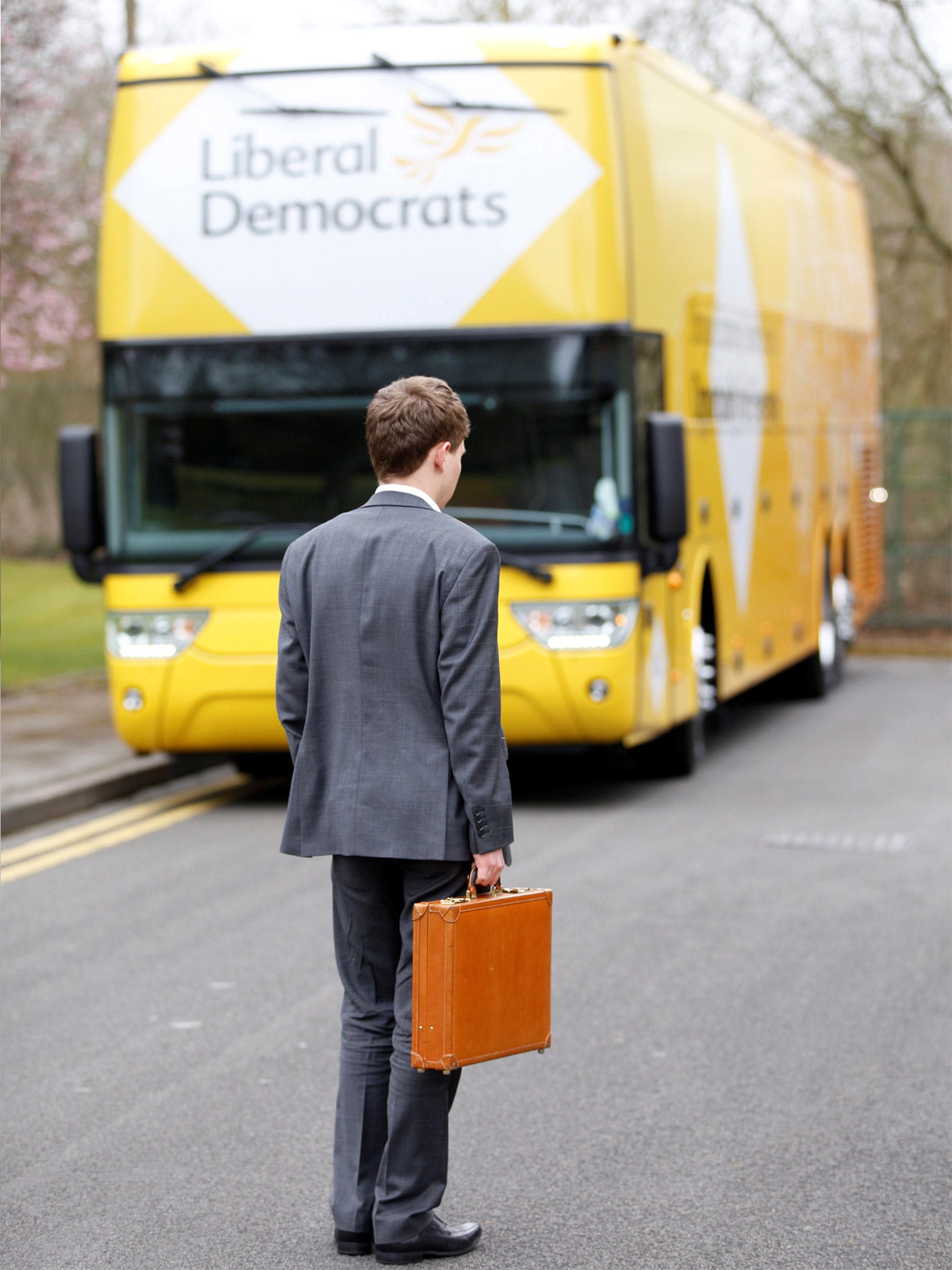 On the road again: Joe Edwards is the Liberal Democrats’ current battle bus intern